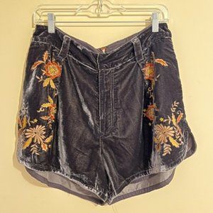 FREE PEOPLE Velvet Shorts with Flower Print (NWT)